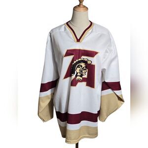 SP Flo Knit Thornton Academy Trojans 39 White and Maroon Hockey Jersey